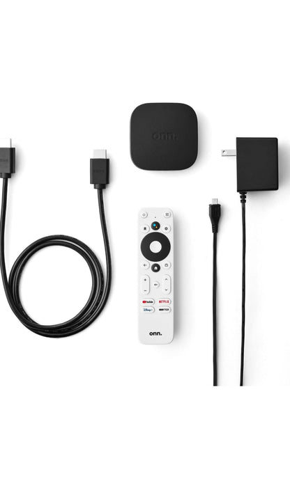 Onn 4K Google tv Streaming Box programmed with 12 months of IPTV