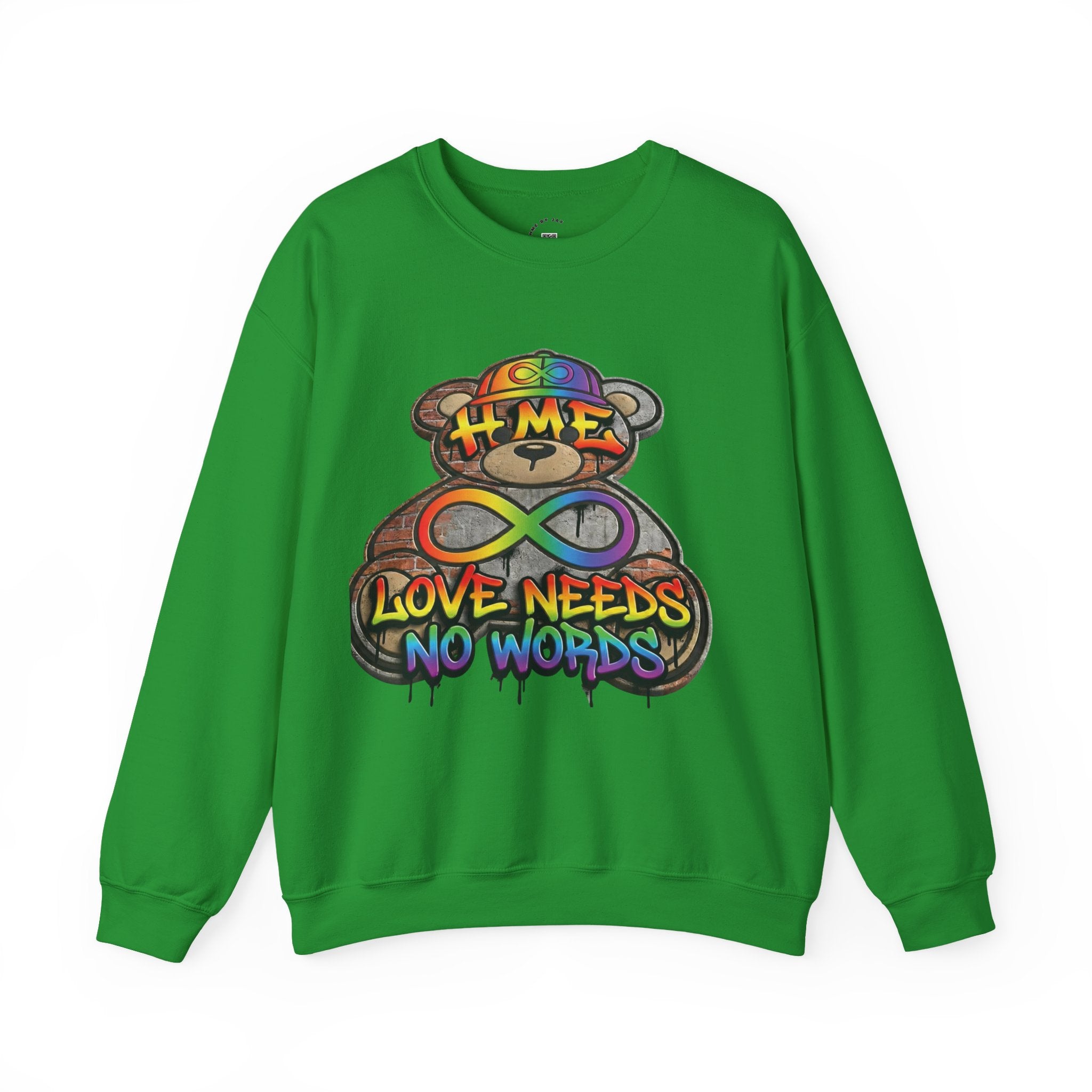 Autism Acceptance Crewneck Sweatshirt — "Socially Awkward? No, I’m Just Buffering" Colorful Puzzle Bear Design