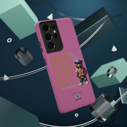 Phone Cases - HME Logo Bear, Inspired to take action light pink