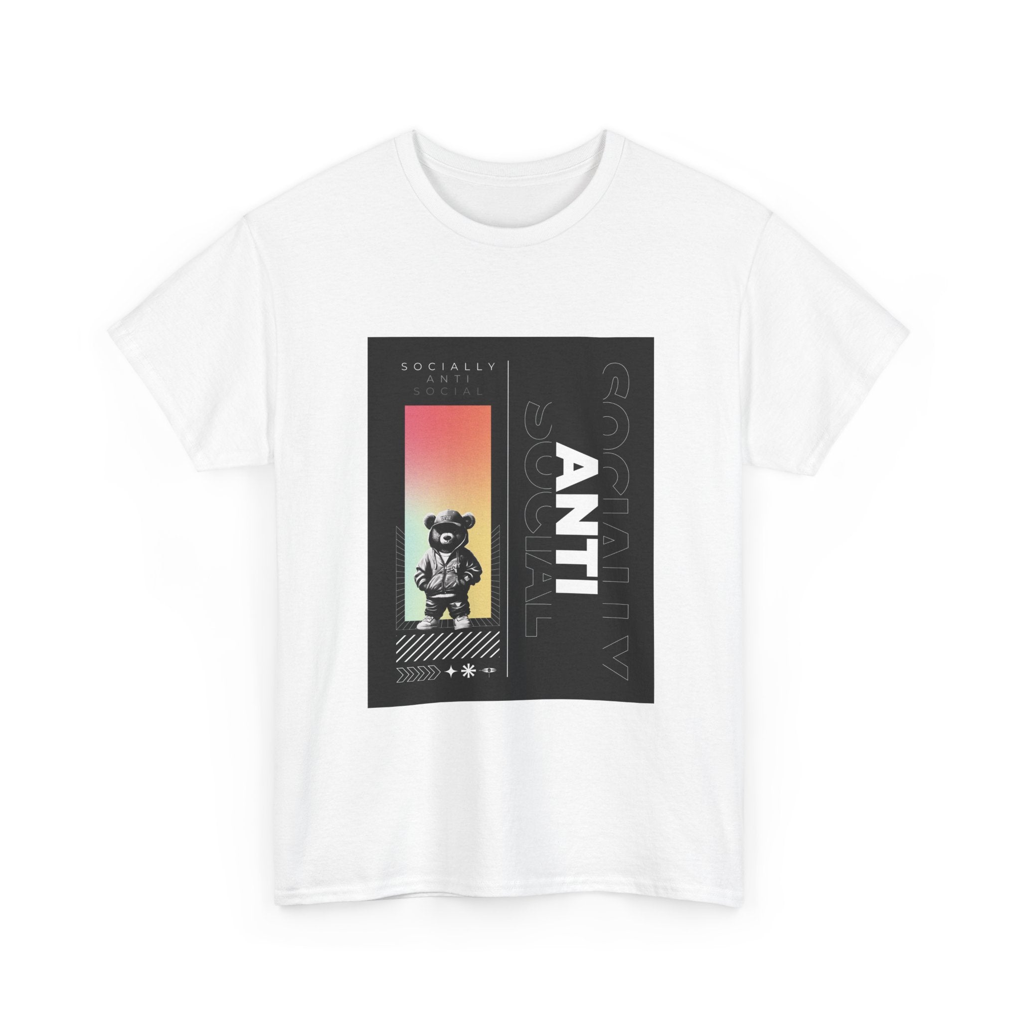 HME Bear Logo Socially Anti Social Unisex Heavy Cotton Tee