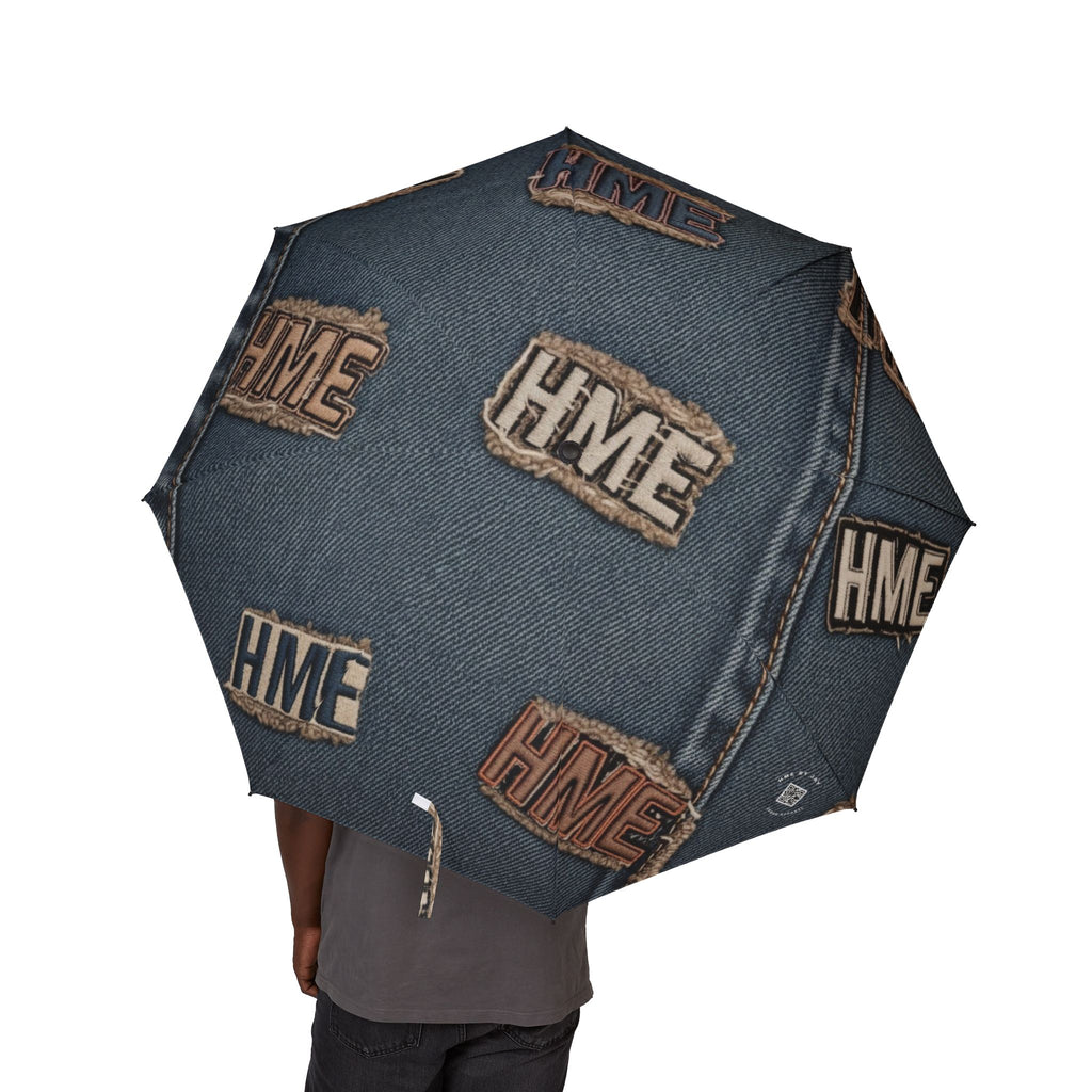 Umbrella - HME Blue Stressed Denim with Patches Design