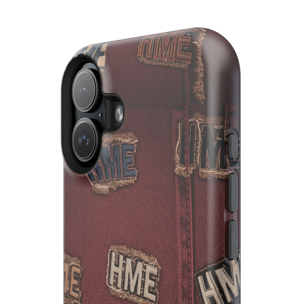 Phone Cases with HME Red Stressed Denim and Patches