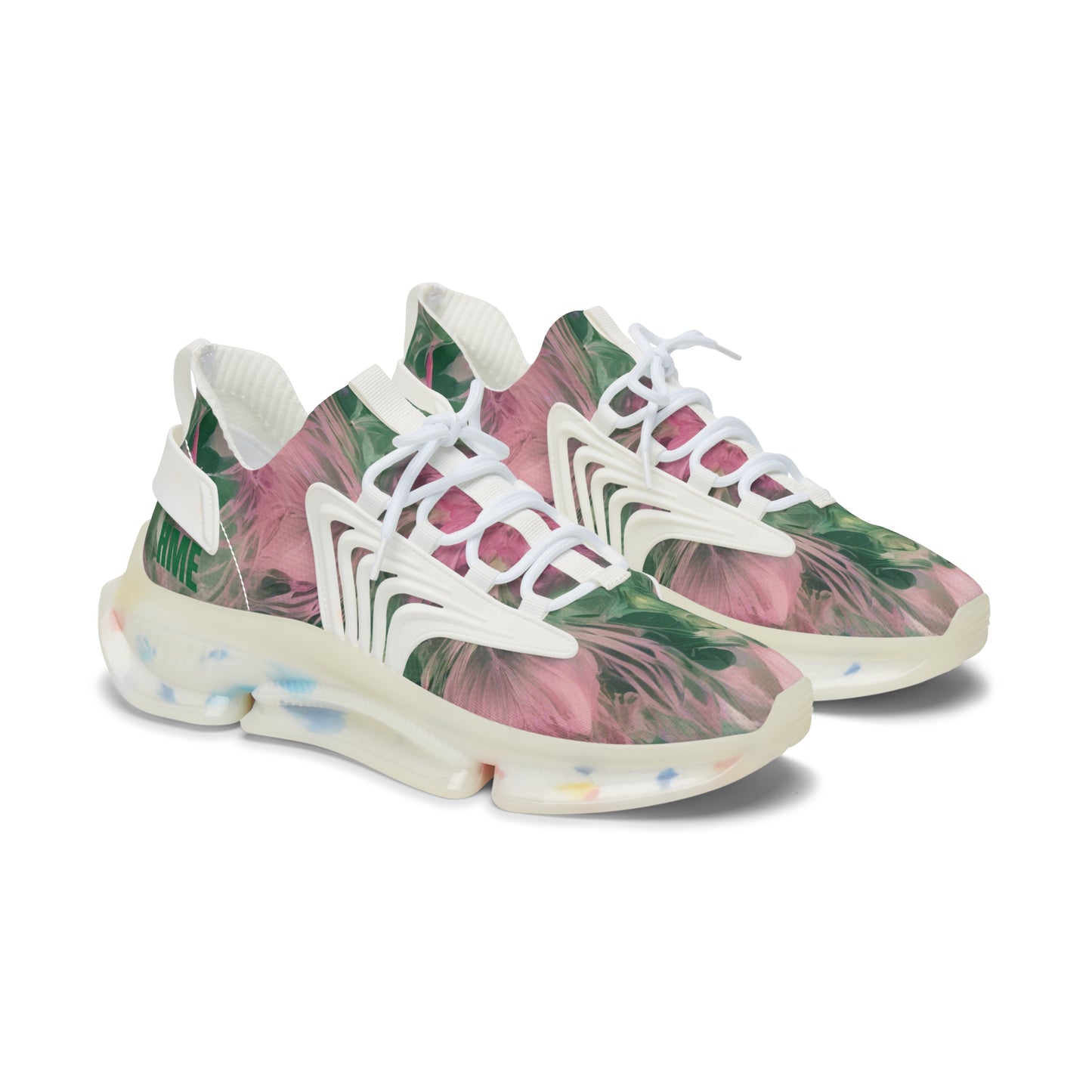 FlexComfort Pink & Green Women's Mesh Sneakers