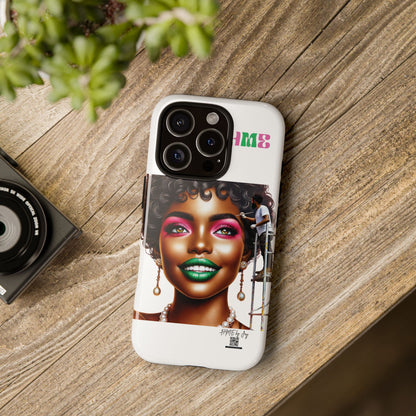 Phone Case - Ahnye's Melanin Collection Devine 9, AKA creation of beauty (White)