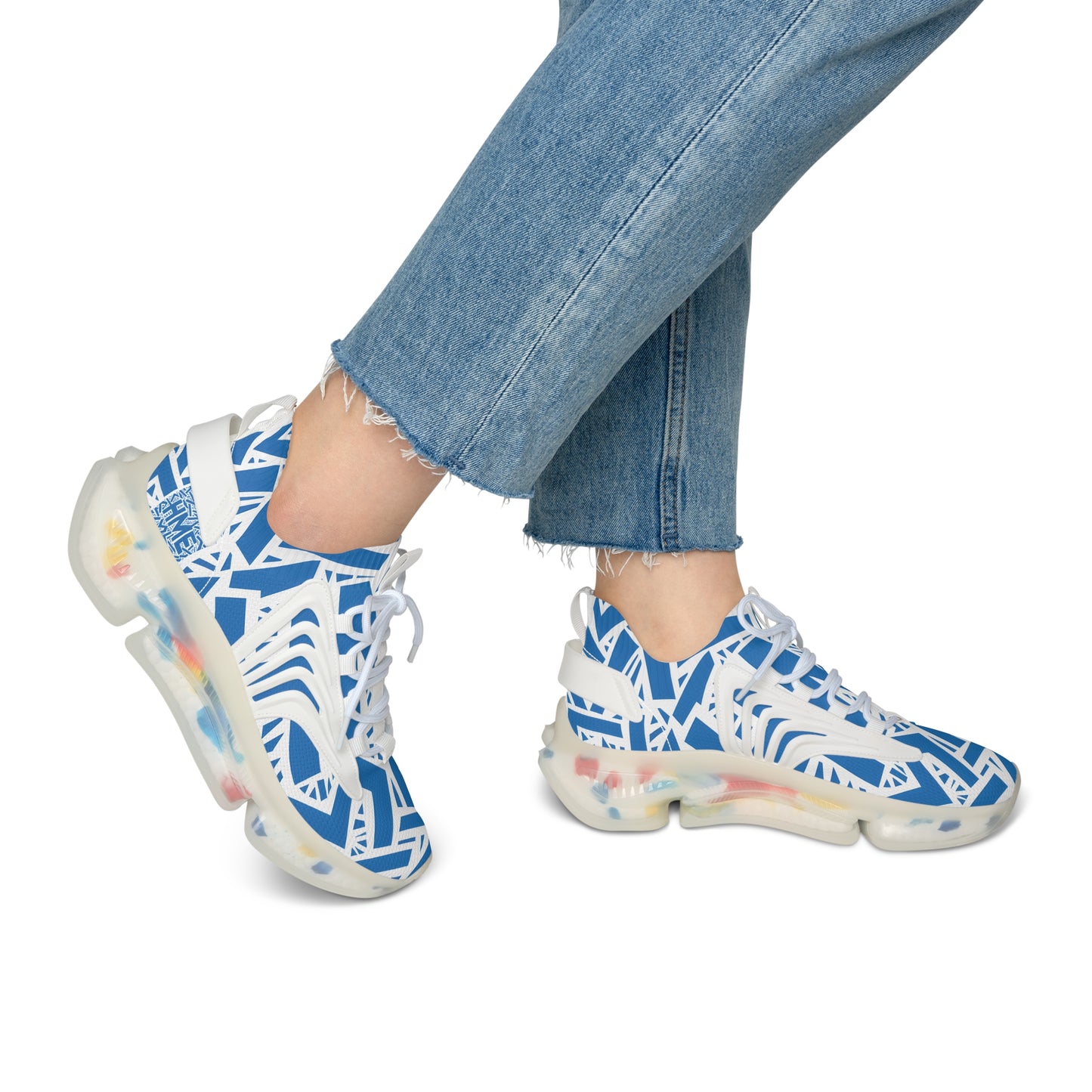 HME FlexComfort Blue & White Women's Mesh Sneakers