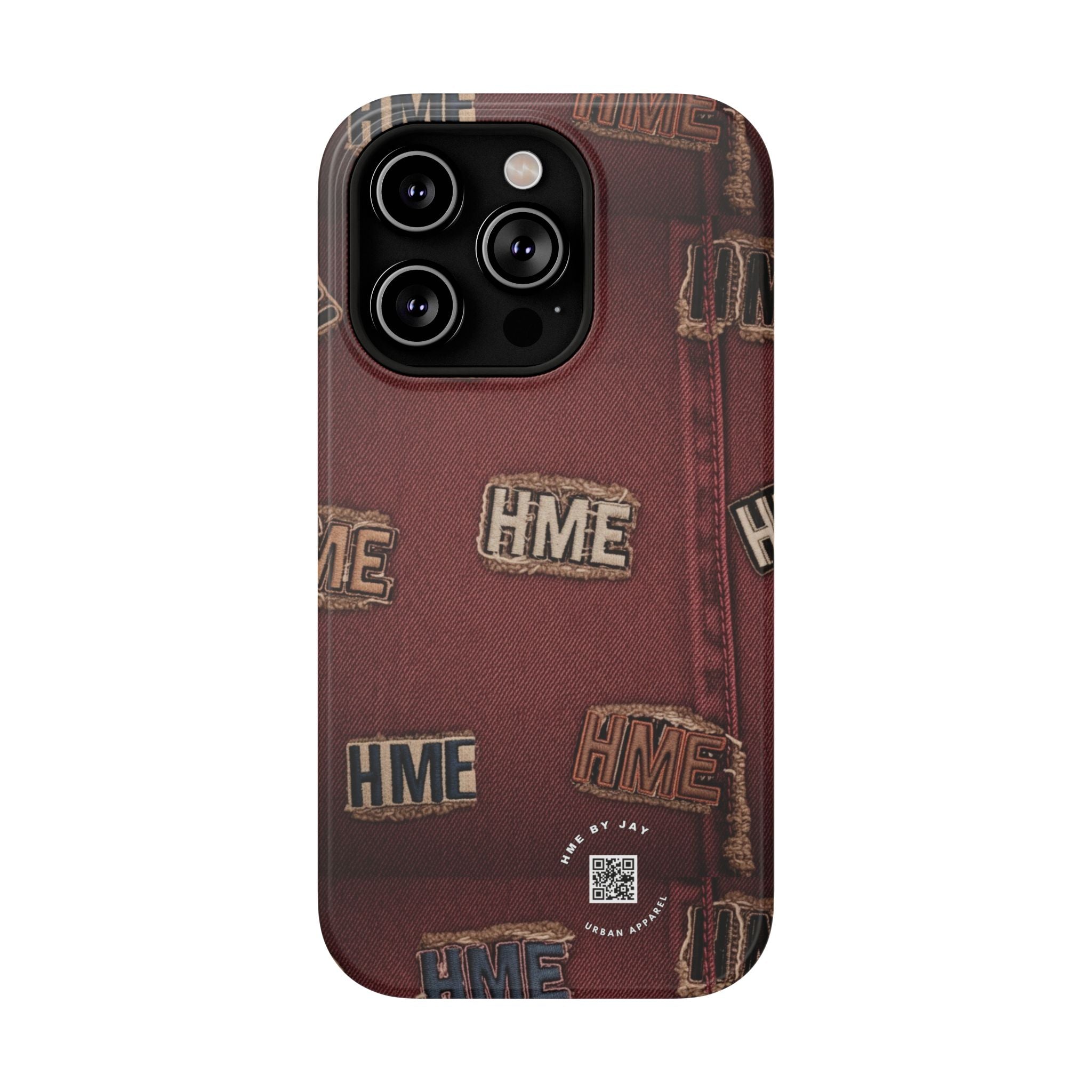 Phone Cases with HME Red Stressed Denim and Patches