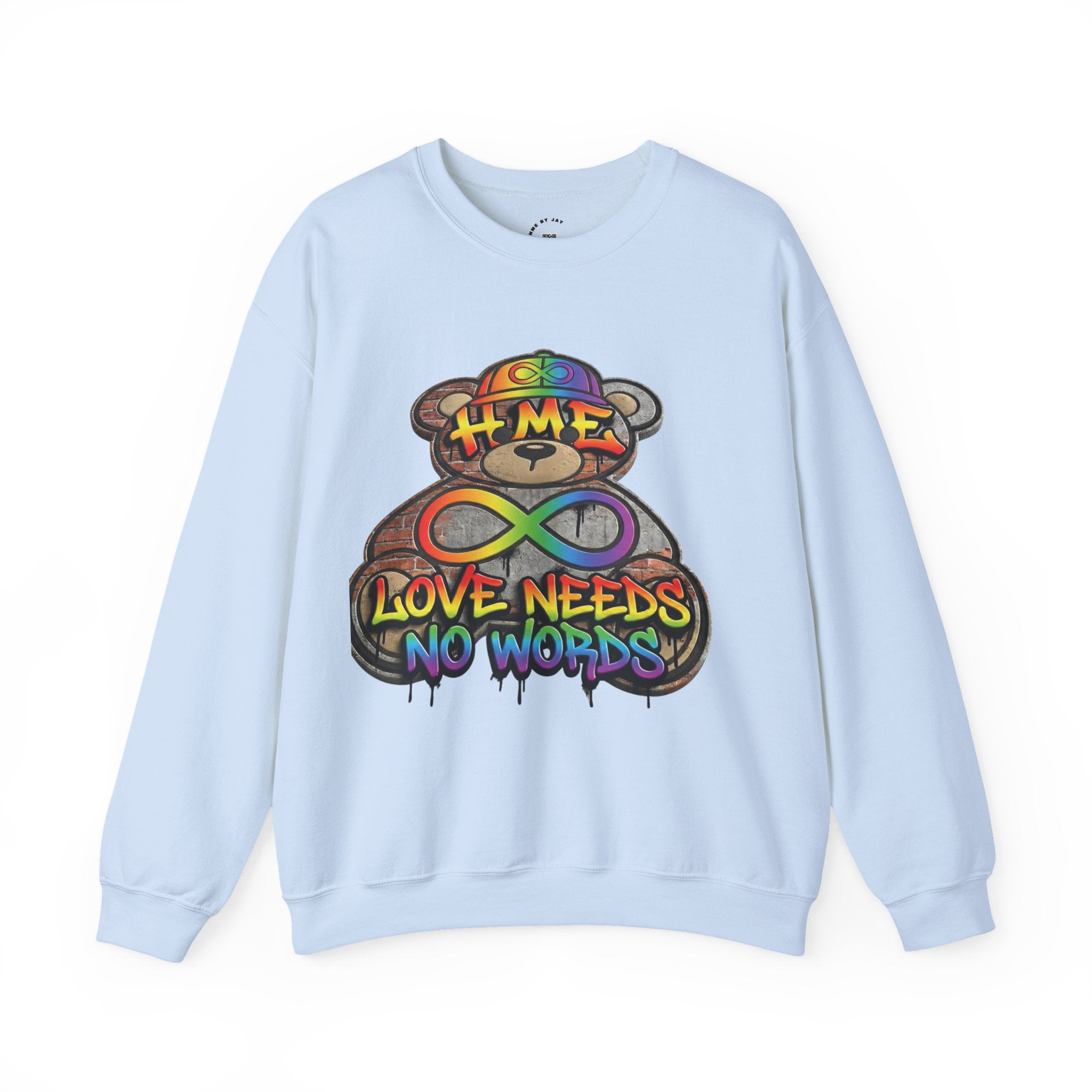 Autism Acceptance Crewneck Sweatshirt — "Socially Awkward? No, I’m Just Buffering" Colorful Puzzle Bear Design