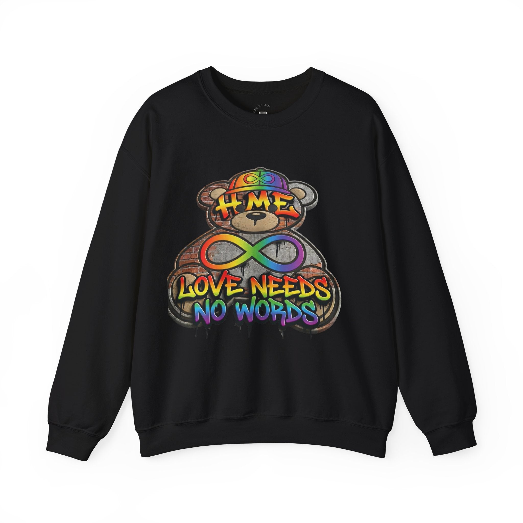Autism Acceptance Crewneck Sweatshirt — "Socially Awkward? No, I’m Just Buffering" Colorful Puzzle Bear Design
