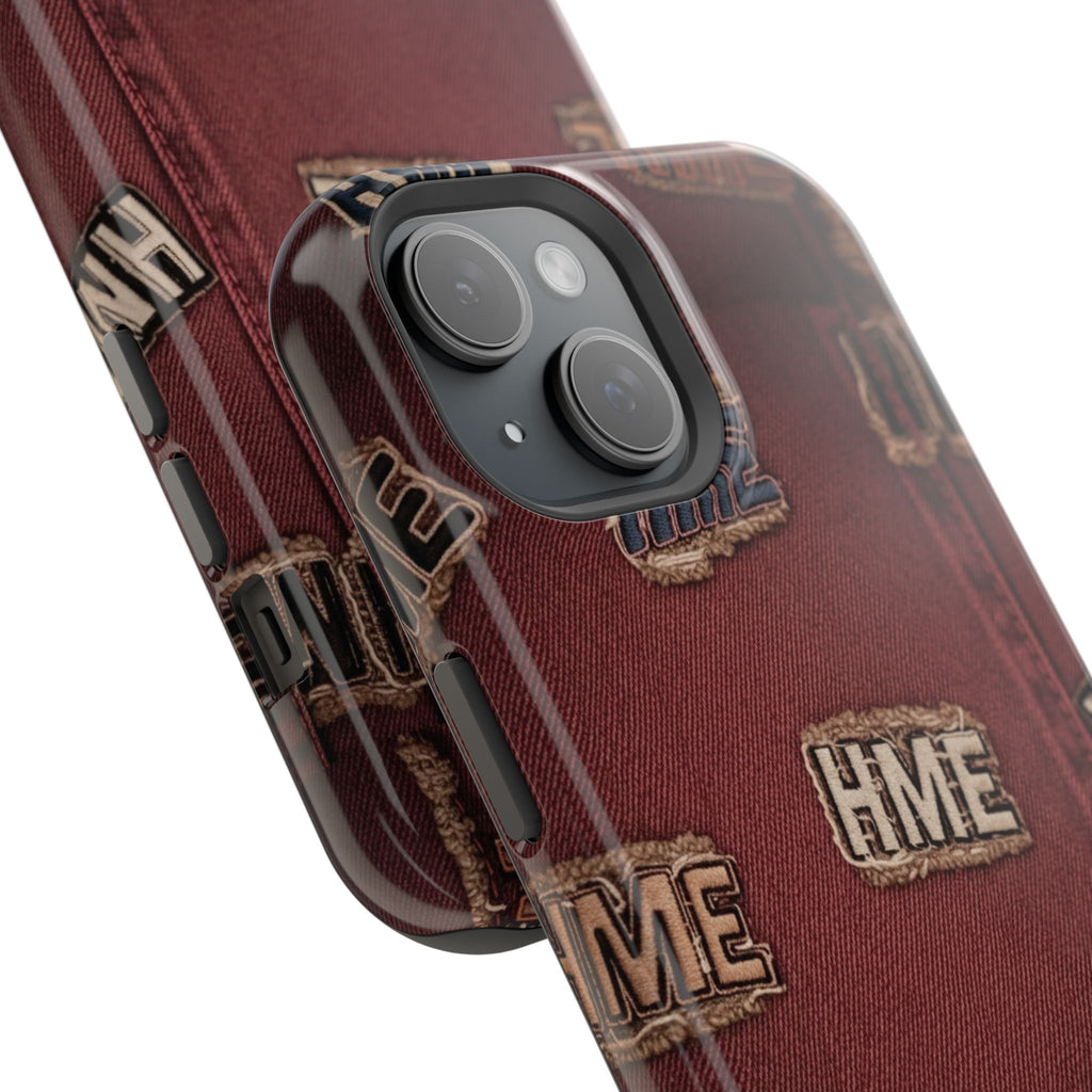 Phone Cases with HME Red Stressed Denim and Patches