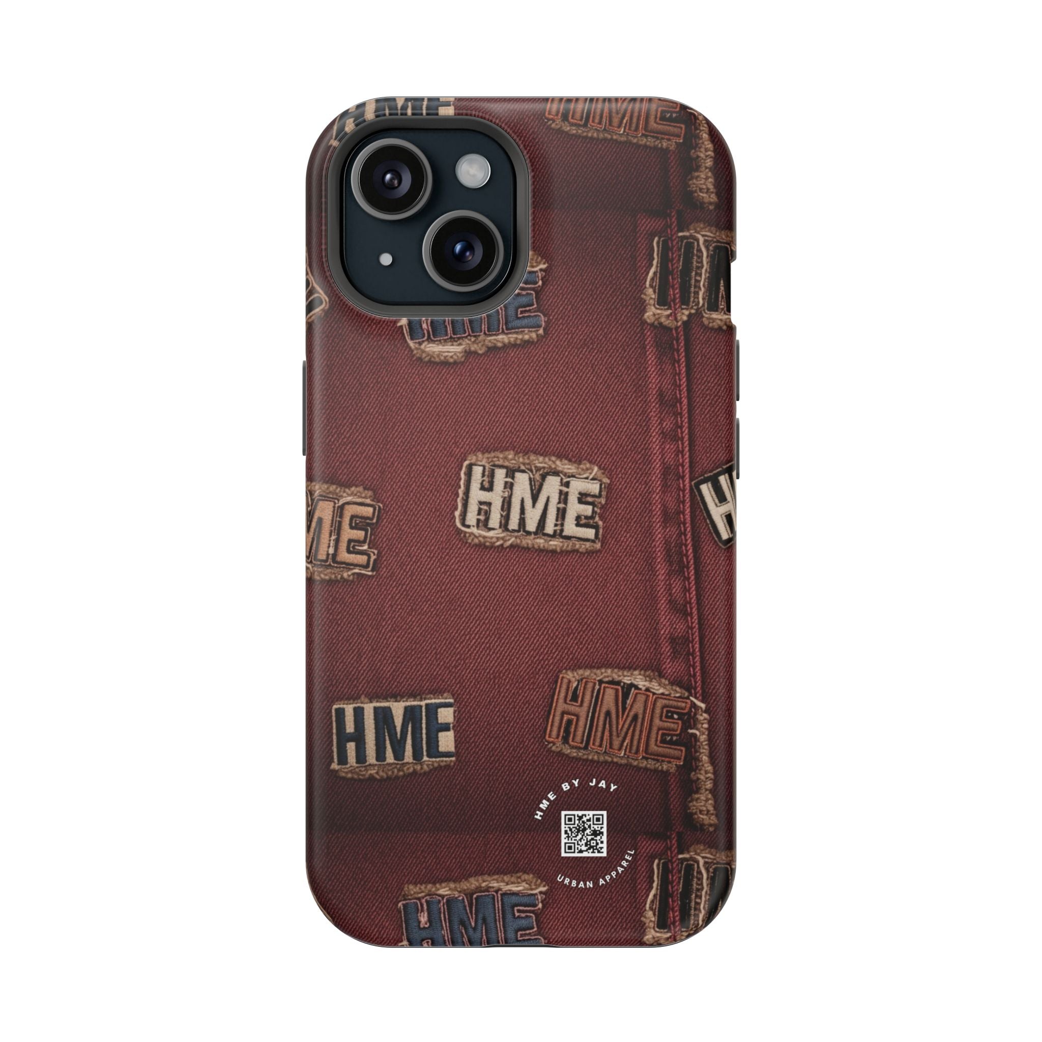 Phone Cases with HME Red Stressed Denim and Patches
