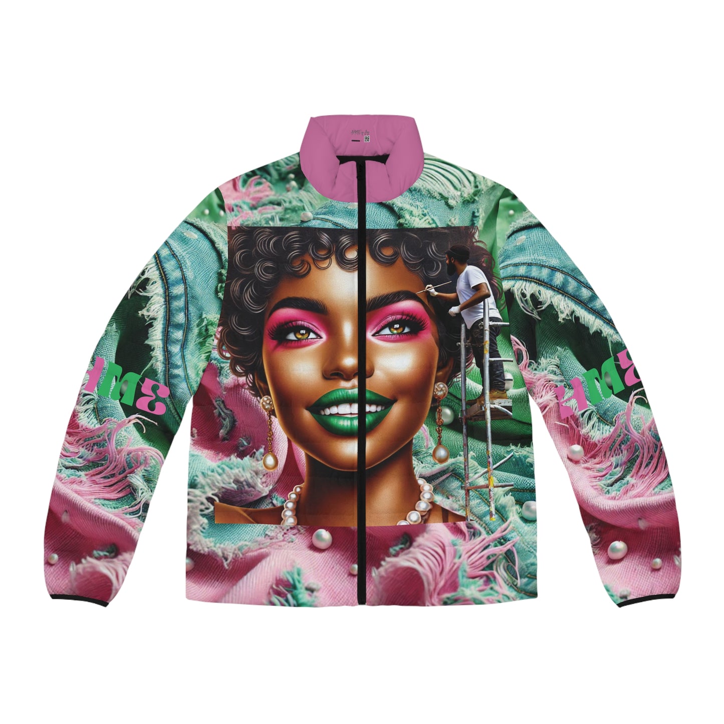 Ahnye's Melanin Collection Devine 9 Edition Sorority Puffer Jacket (Pink)