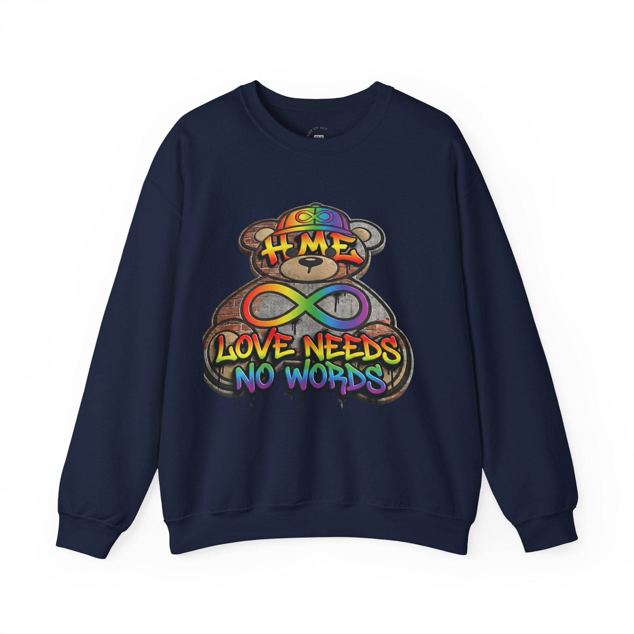 Autism Acceptance Crewneck Sweatshirt — "Socially Awkward? No, I’m Just Buffering" Colorful Puzzle Bear Design
