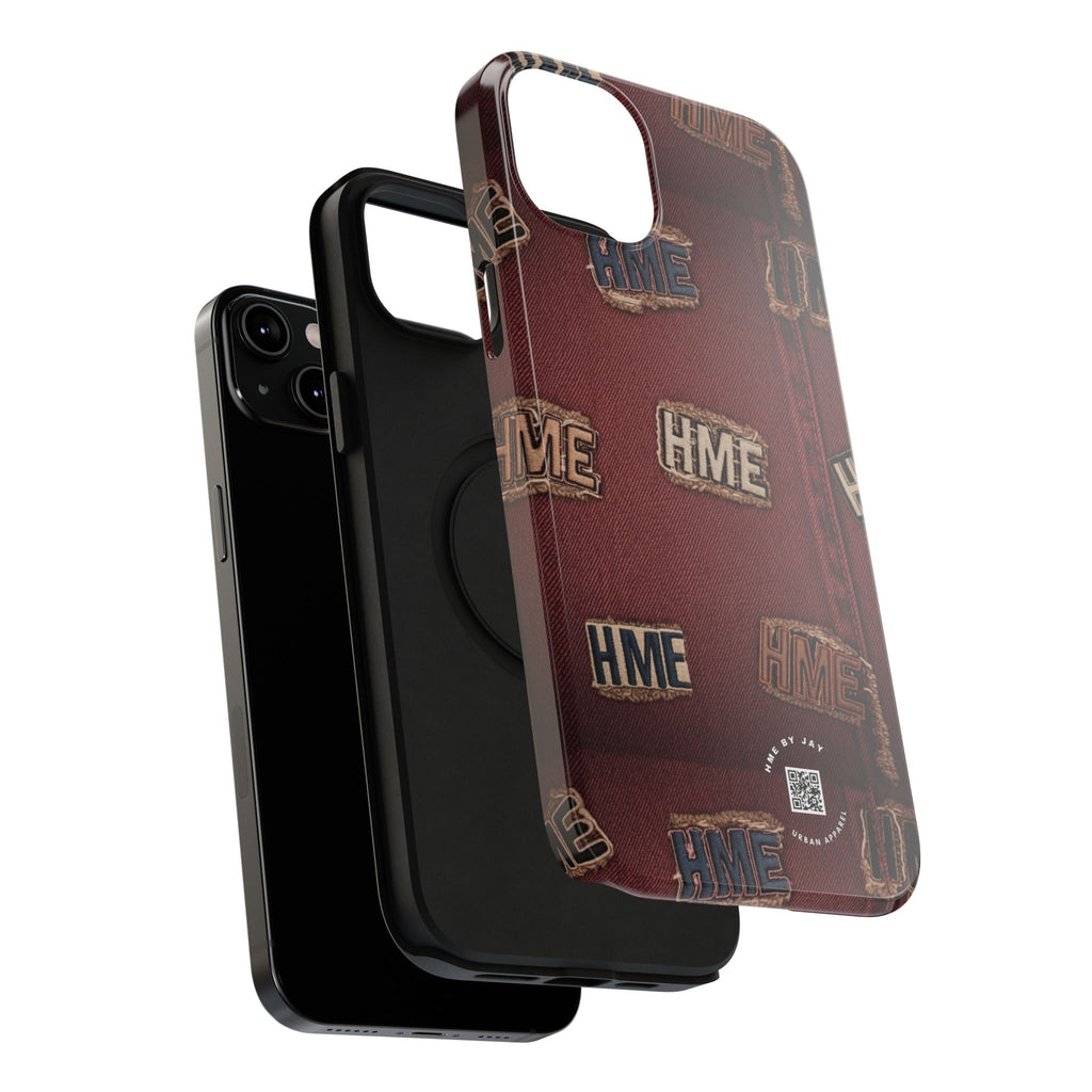 Phone Cases with HME Red Stressed Denim and Patches