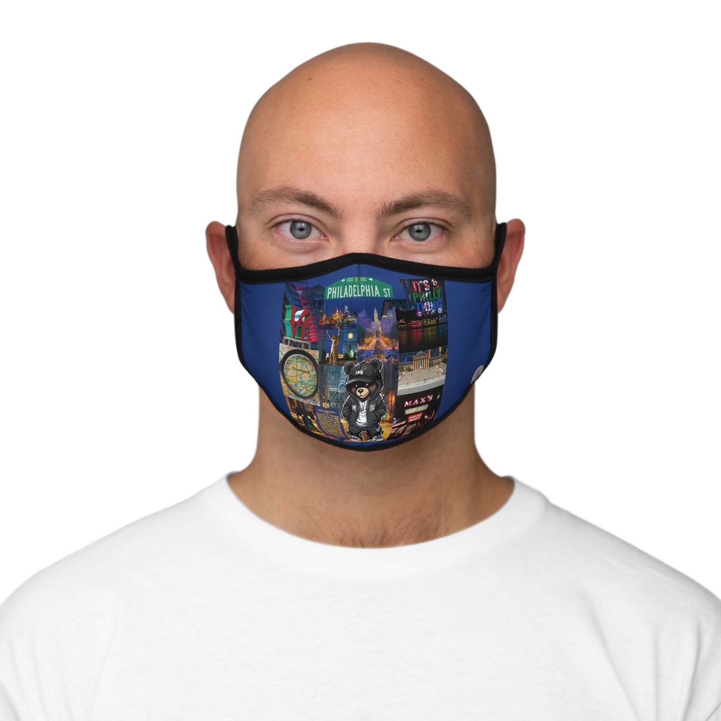 Rep Yo City (Philly) Blue Fitted 2 layer Polyester Face Mask