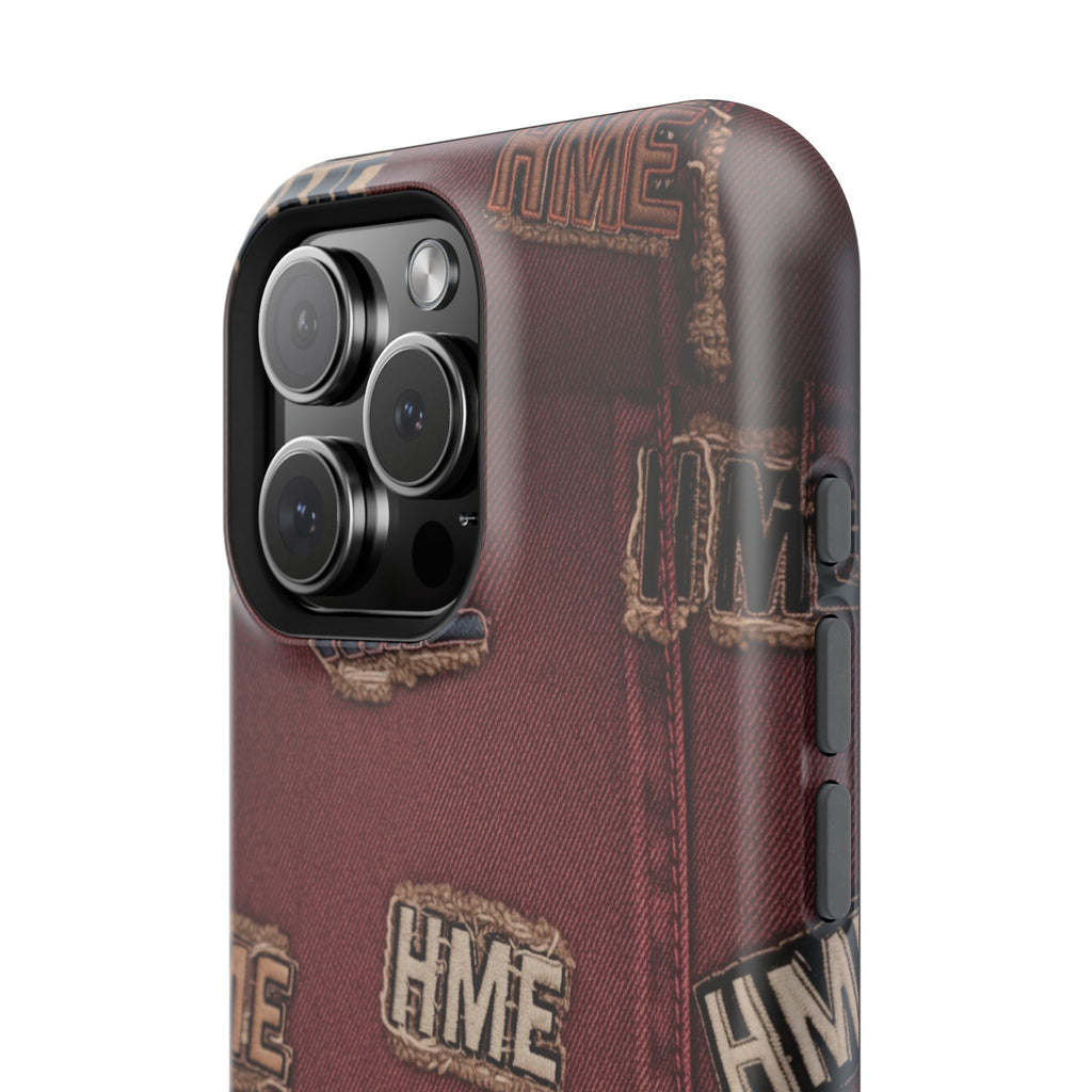 Phone Cases with HME Red Stressed Denim and Patches