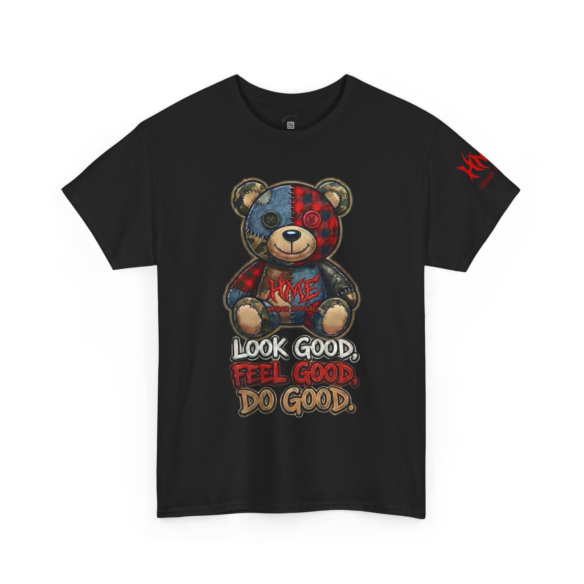 Graphic Teddy Bear Tee — "Look Good, Feel Good, Do Good" Cotton T-Shirt