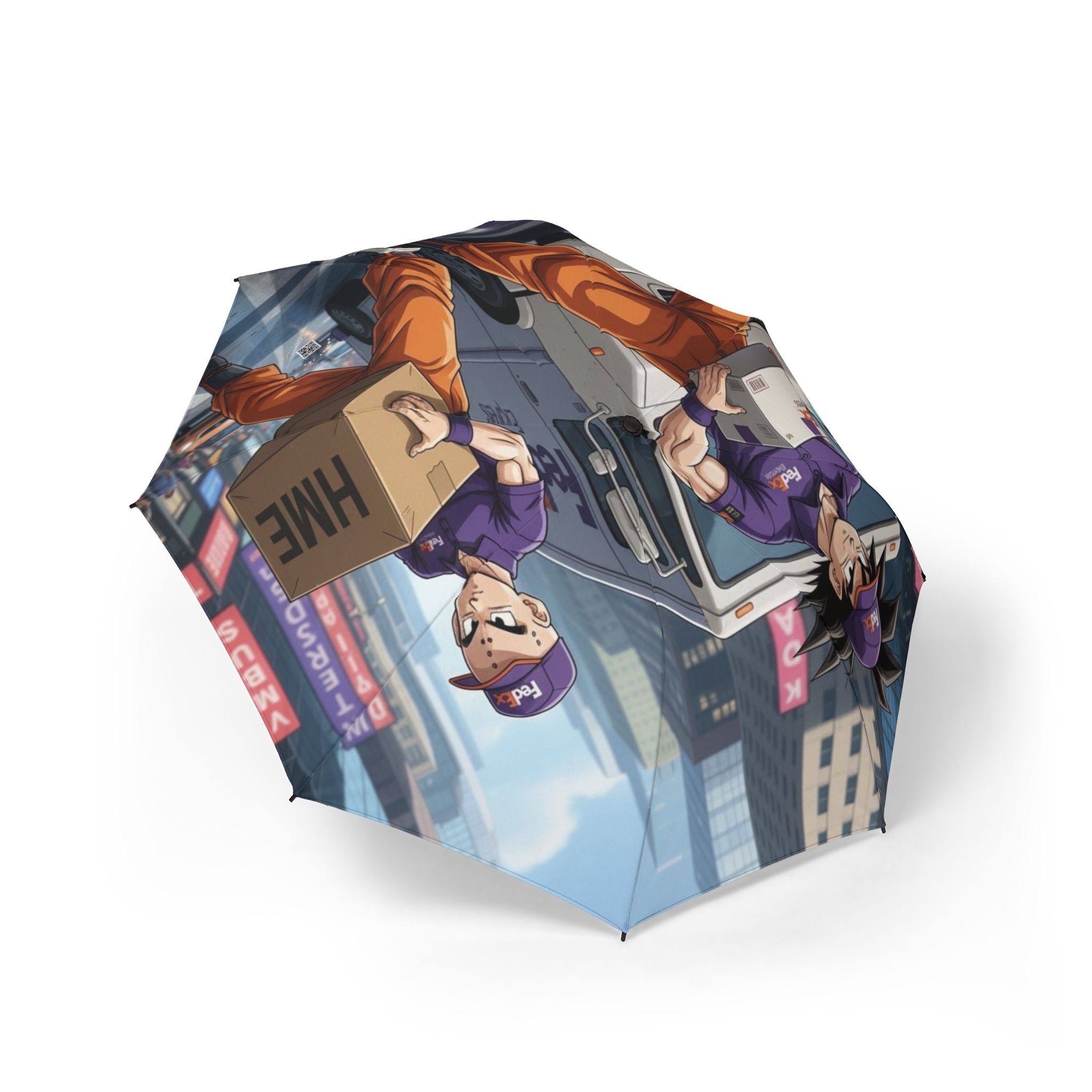 Umbrella, Gohan and Krillin Anime FedEx Crossover Design