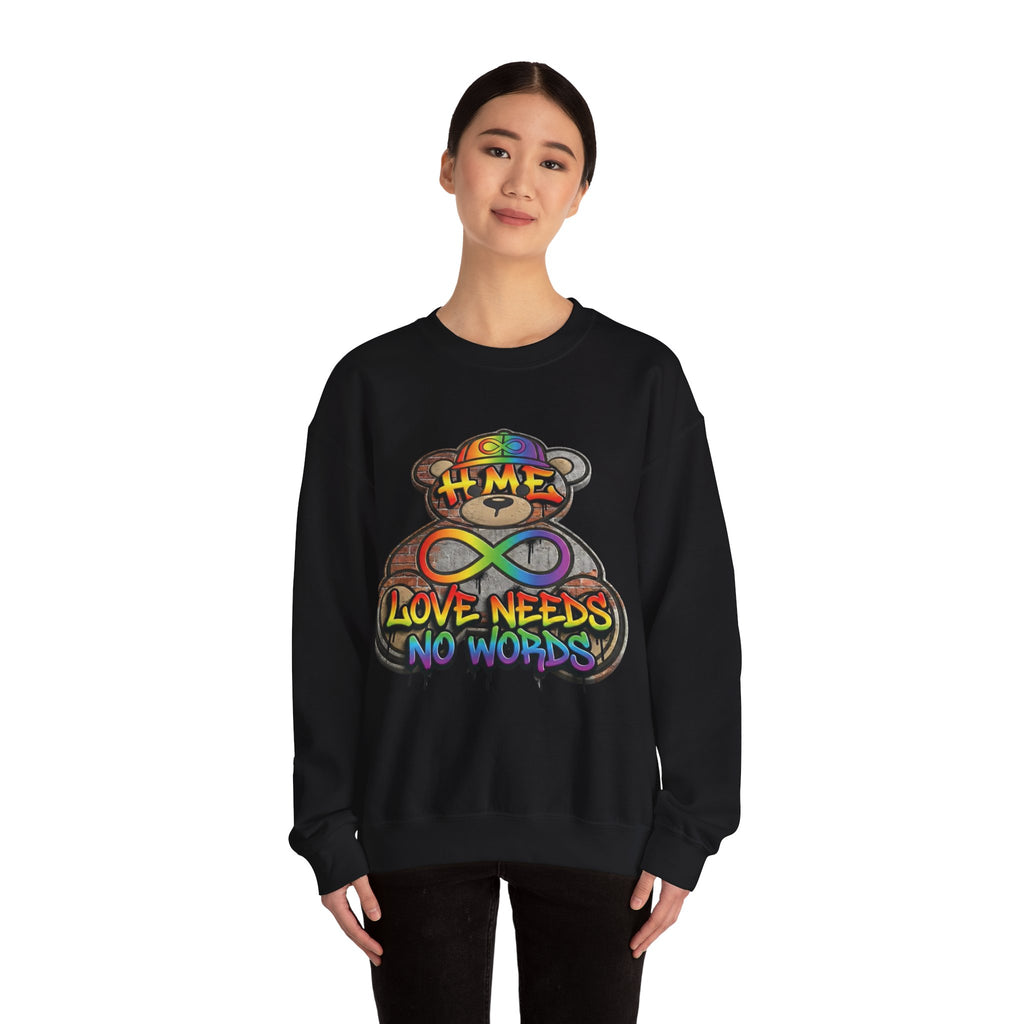 Autism Acceptance Crewneck Sweatshirt — "Socially Awkward? No, I’m Just Buffering" Colorful Puzzle Bear Design