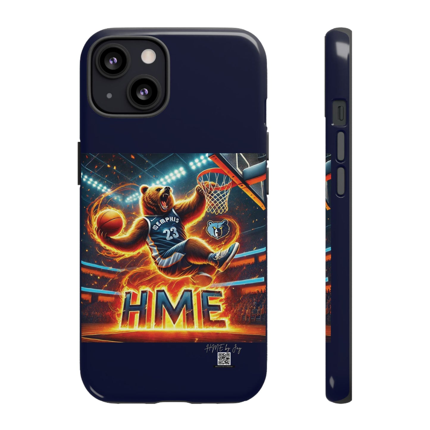 Phone Cases - Memphis Grizzlies Bear Dunkin on Fire Design