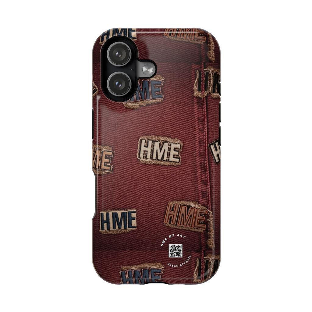 Phone Cases with HME Red Stressed Denim and Patches
