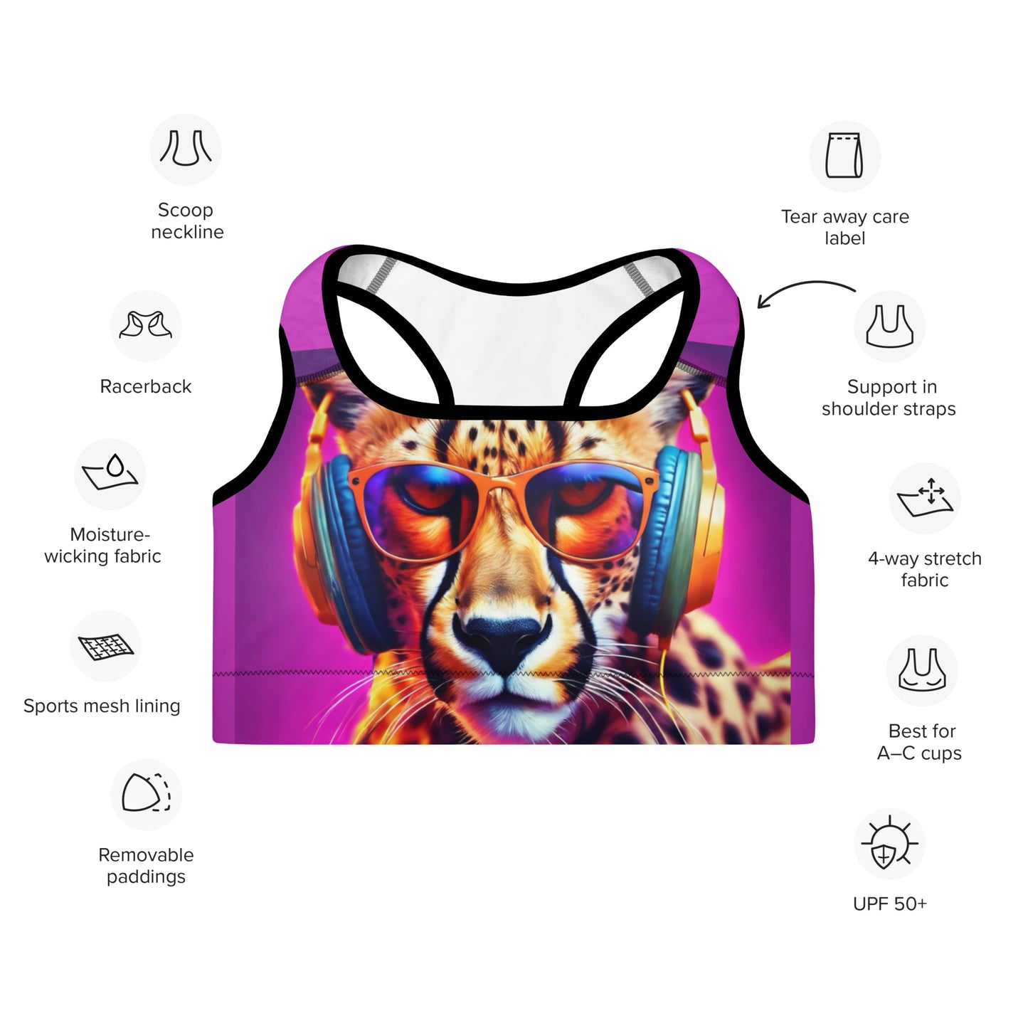 The Urban Cheetah Collection Padded Sports Bra