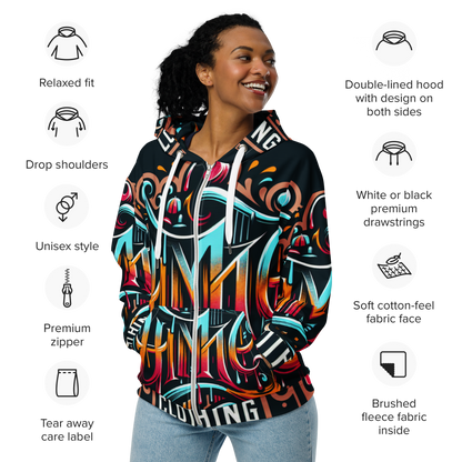The Avery Collection Unisex zip hoodie (White stitch)
