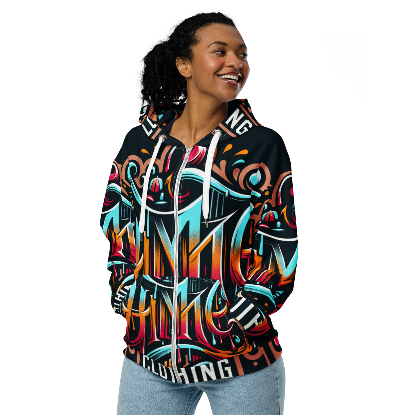 The Avery Collection Unisex zip hoodie (White stitch)