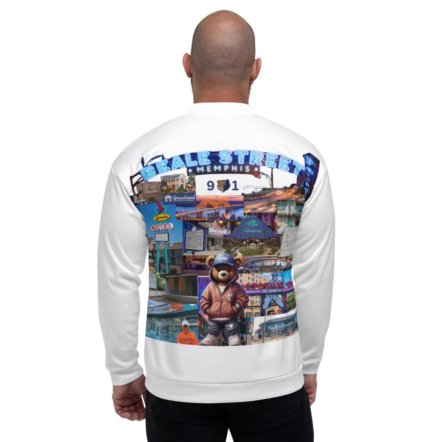 Rep Yo City White (Memphis) 901 Unisex Bomber Jacket