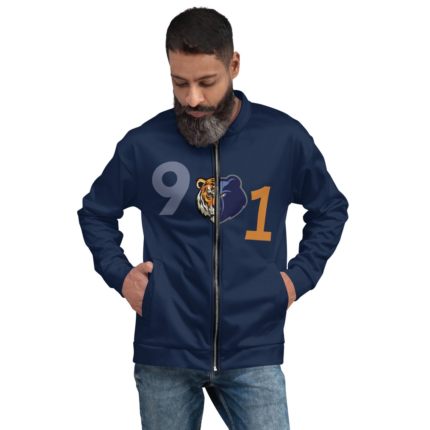 Rep Yo City Navy (Memphis) 901 Unisex Bomber Jacket