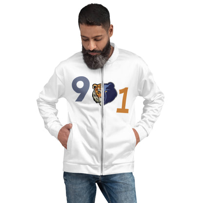 Rep Yo City White (Memphis) 901 Unisex Bomber Jacket