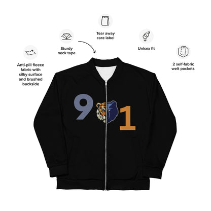 The Rep Yo City Collection Memphis (901) Black Unisex Bomber Jacket