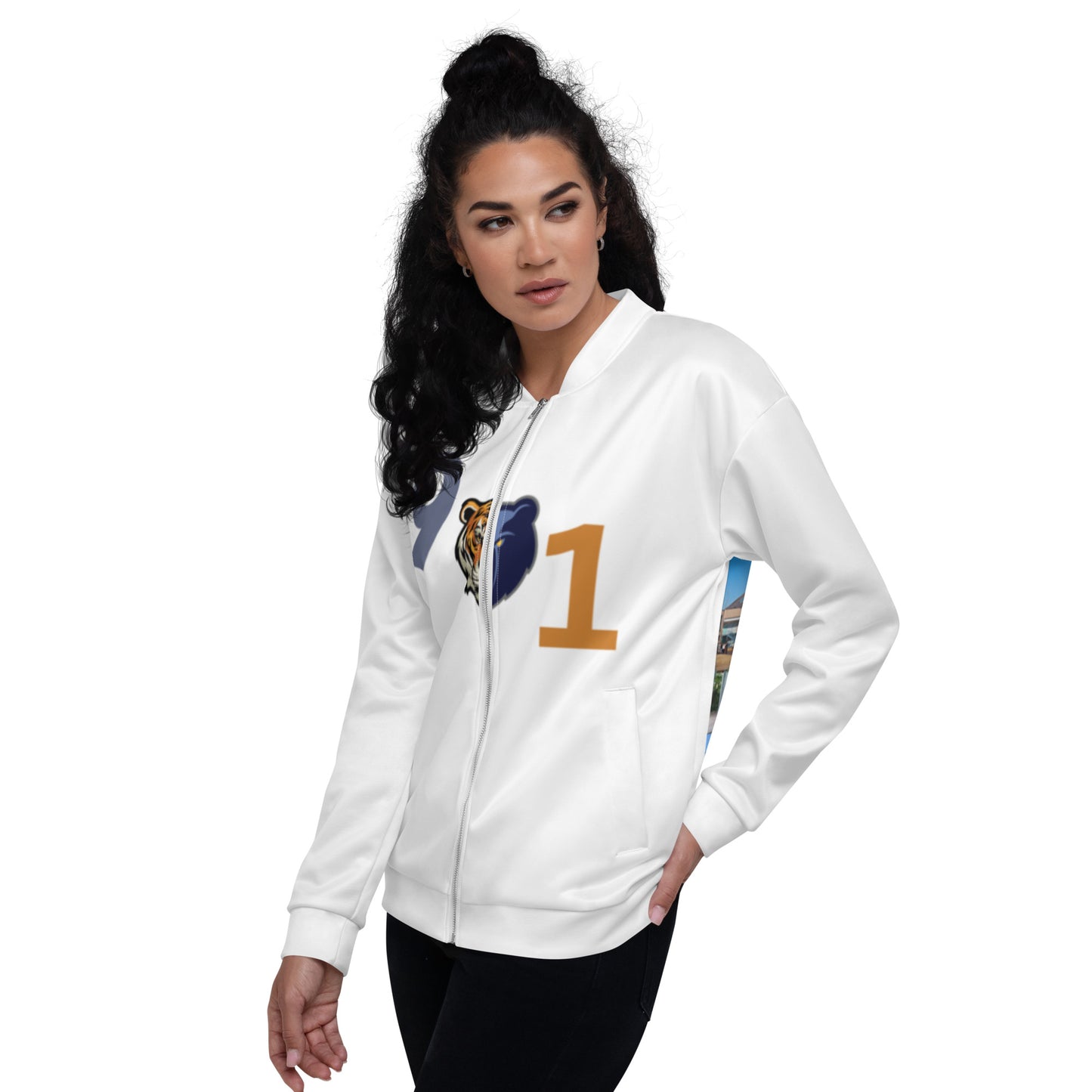 Rep Yo City White (Memphis) 901 Unisex Bomber Jacket