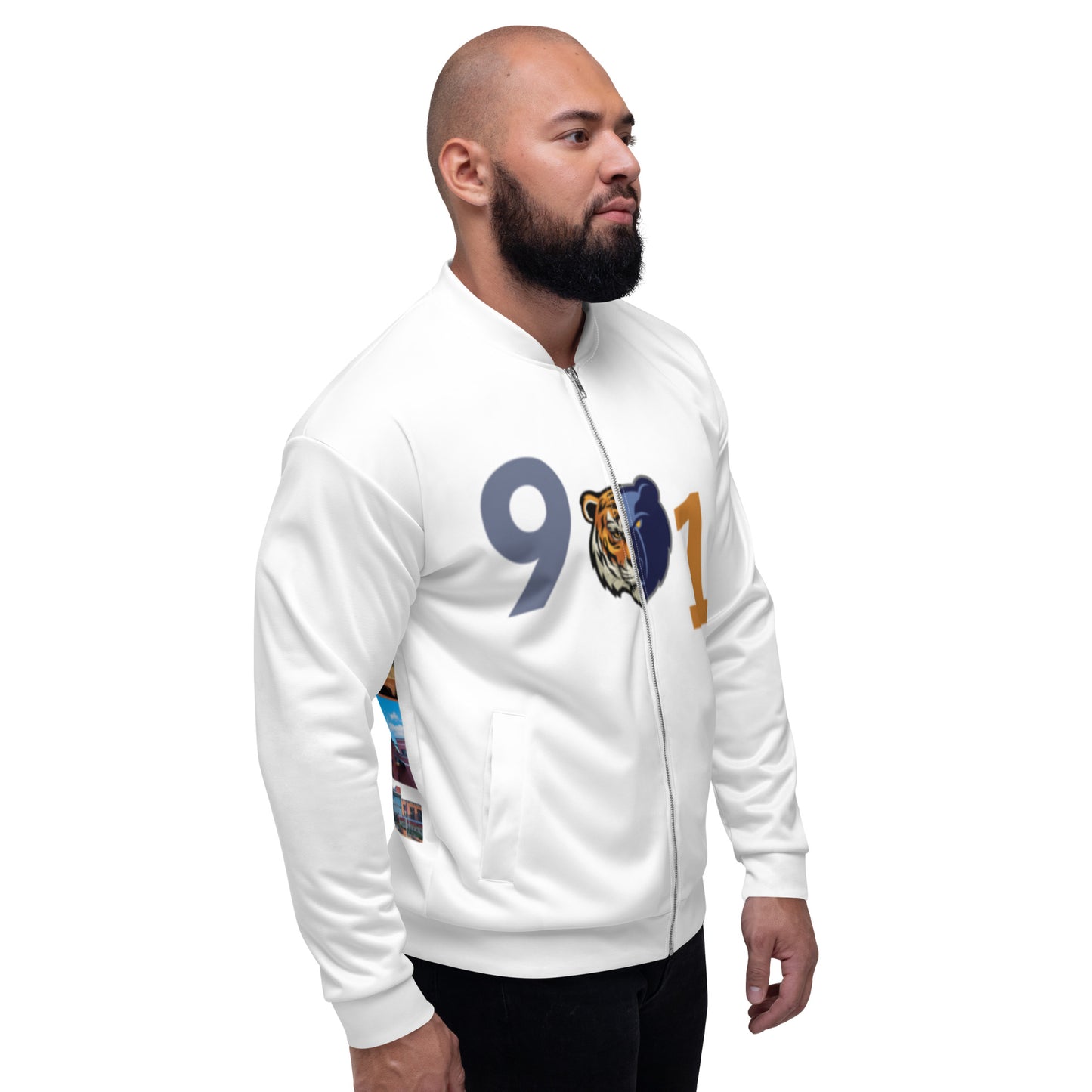 Rep Yo City White (Memphis) 901 Unisex Bomber Jacket