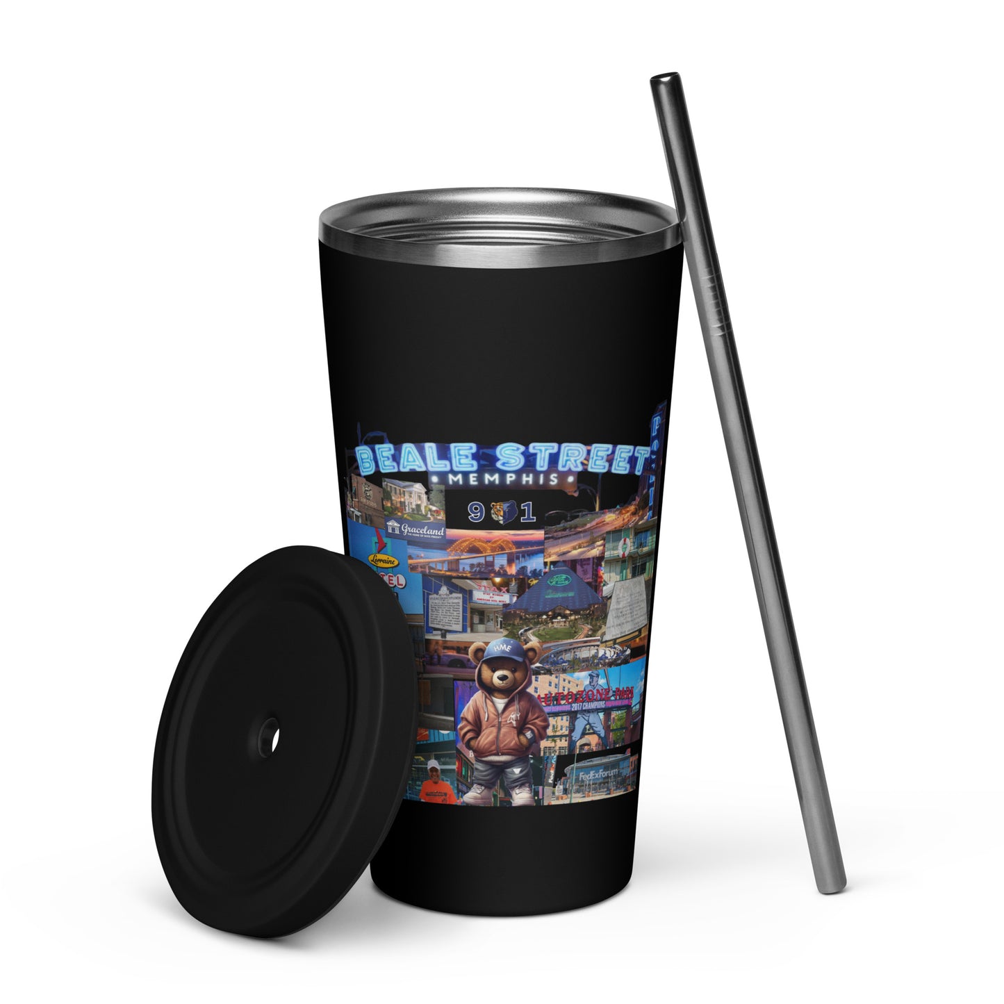 The Rep Yo City Collection Memphis (901) Insulated tumbler with a straw