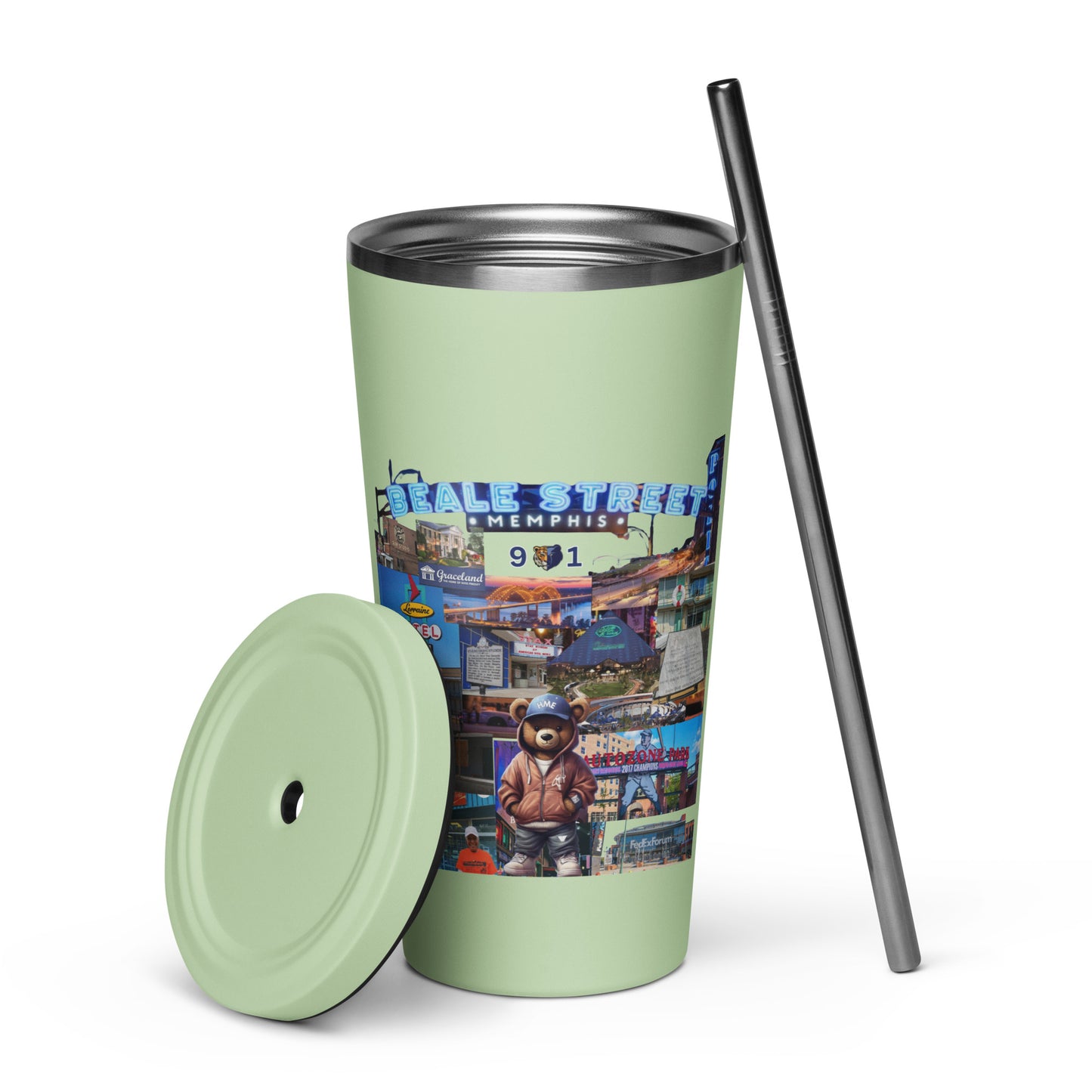 The Rep Yo City Collection Memphis (901) Insulated tumbler with a straw