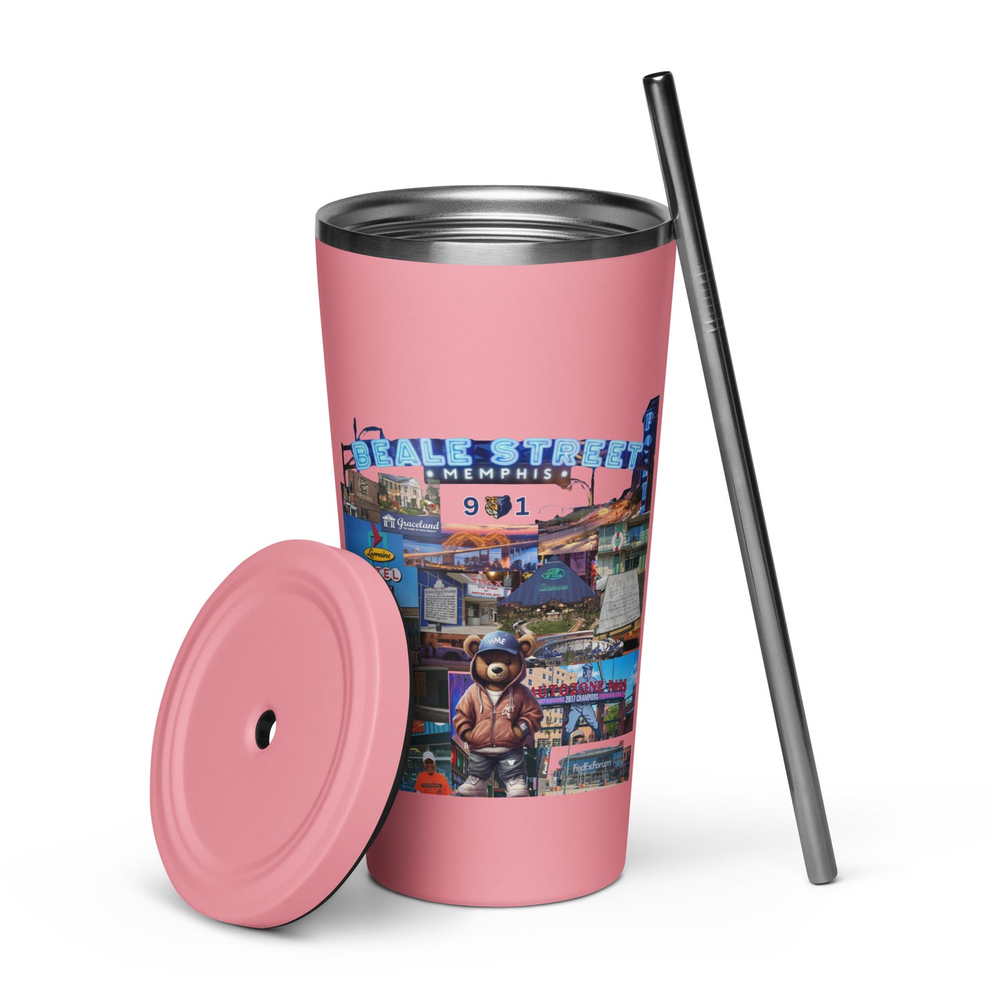 The Rep Yo City Collection Memphis (901) Insulated tumbler with a straw