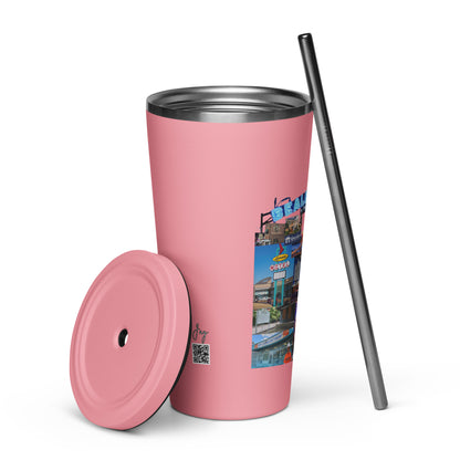 The Rep Yo City Collection Memphis (901) Insulated tumbler with a straw