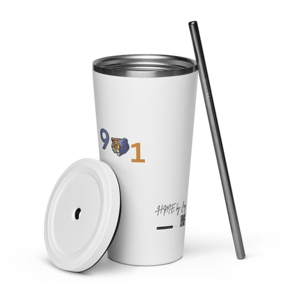 The Rep Yo City Collection Memphis (901) Insulated tumbler with a straw