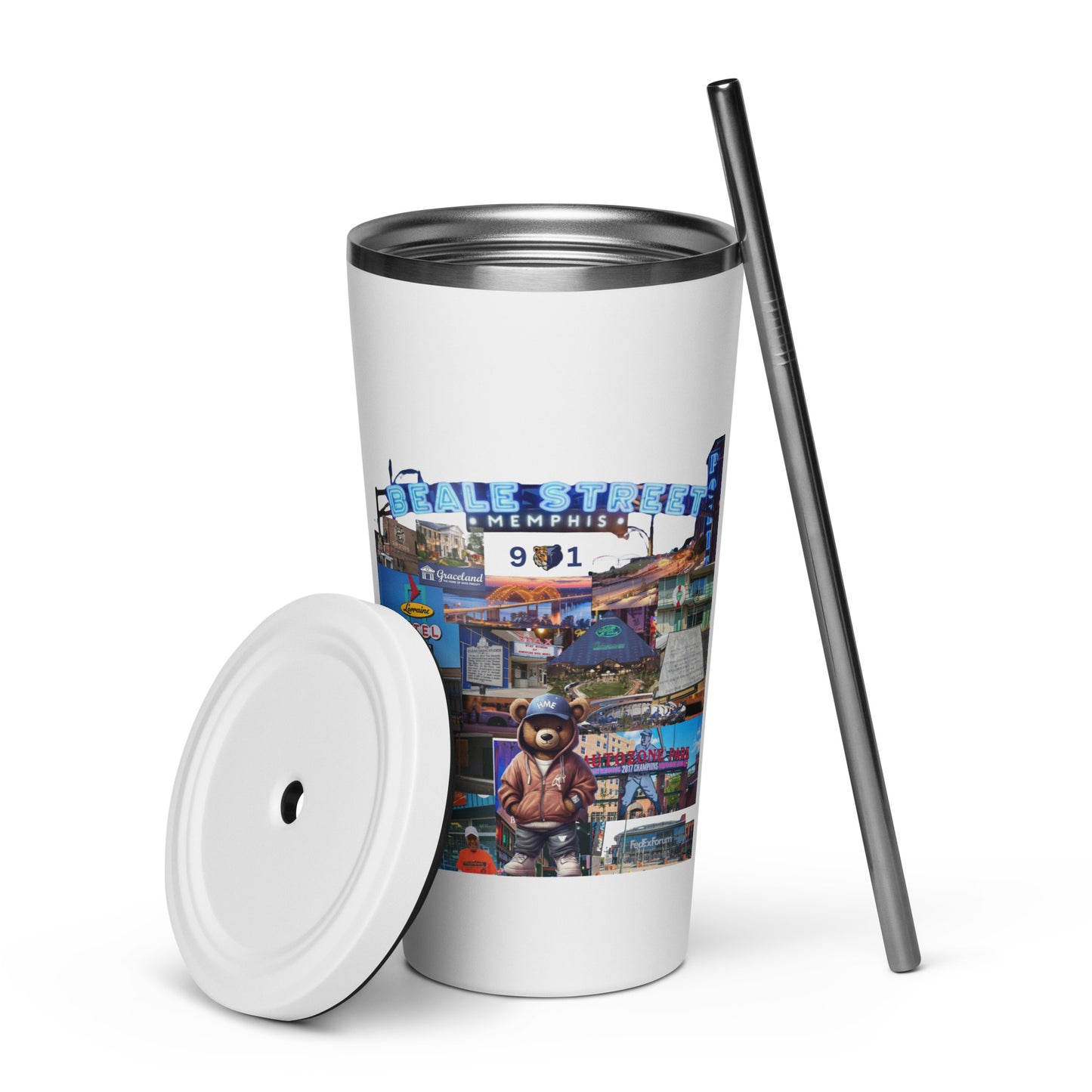 The Rep Yo City Collection Memphis (901) Insulated tumbler with a straw