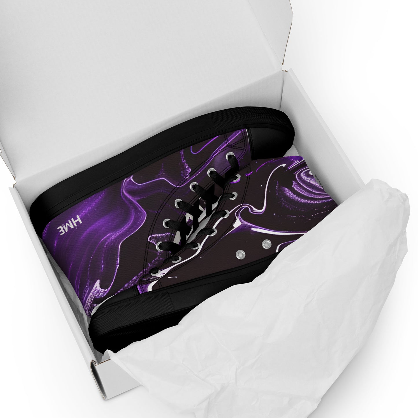 Purple Galaxy Men’s high top canvas shoes