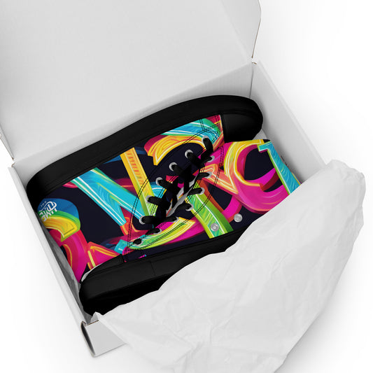 Neon Blast Men’s high top canvas shoes