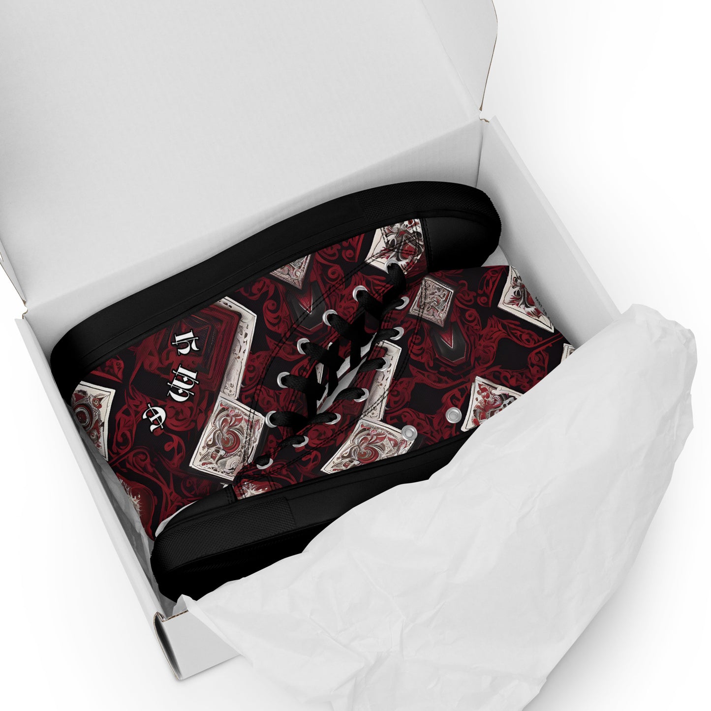 HME Red and Black cards Men’s high top canvas shoes