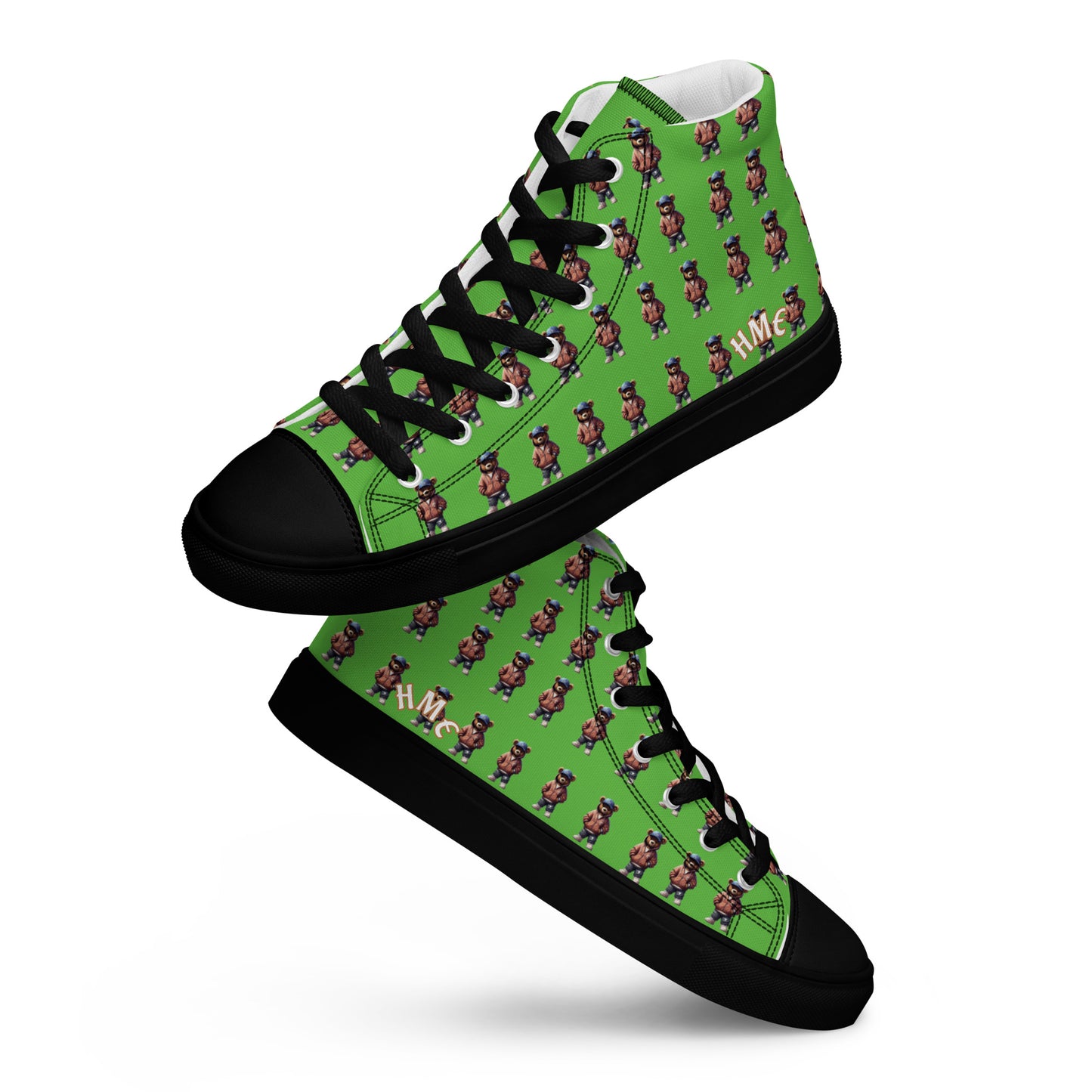 HME Bear Logo Collection Kelly Green Men’s high top canvas shoes