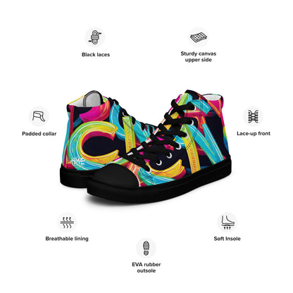 Neon Blast Men’s high top canvas shoes