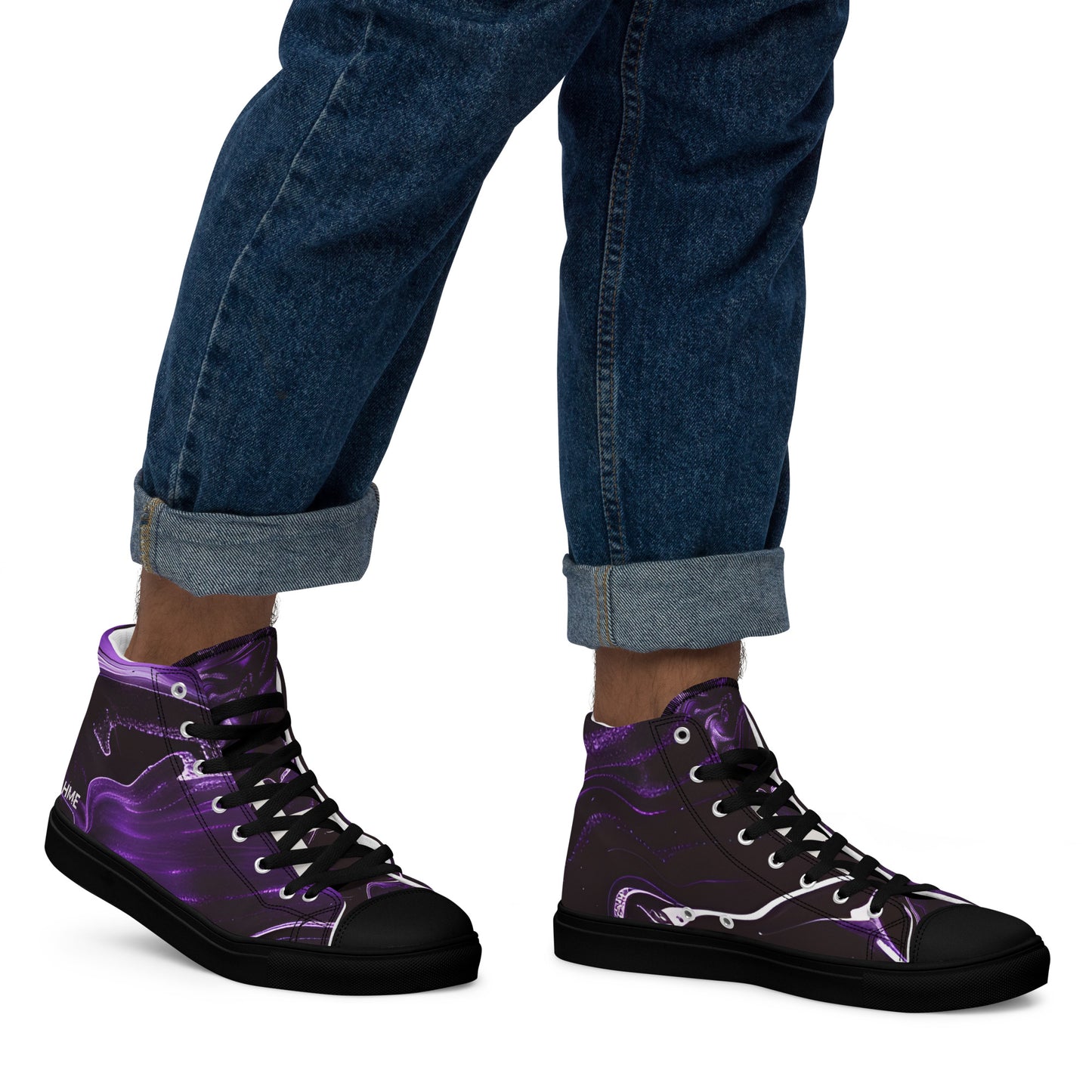 Purple Galaxy Men’s high top canvas shoes