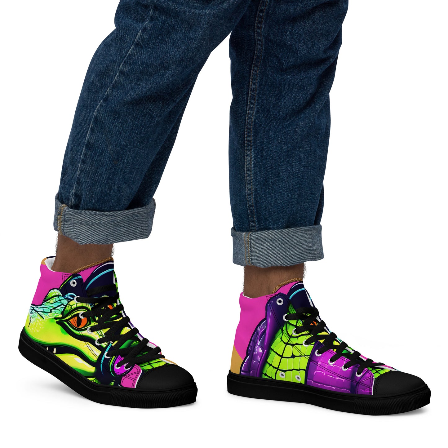 The Urban Alligator Collection Men’s high top canvas shoes