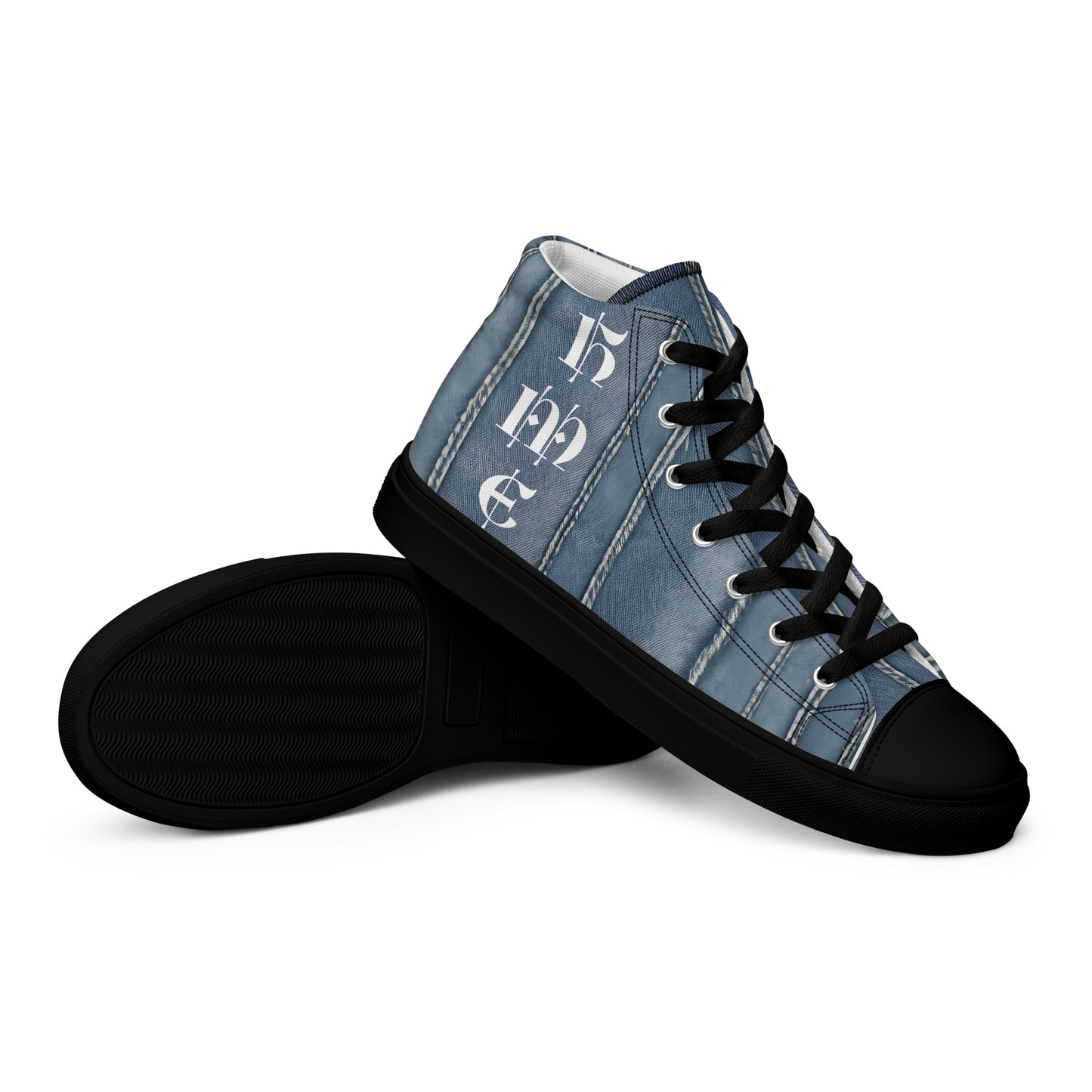 HME Stressed Denim Men’s high top canvas shoes