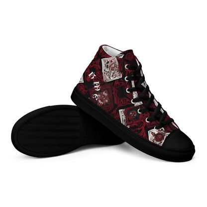 HME Red and Black cards Men’s high top canvas shoes