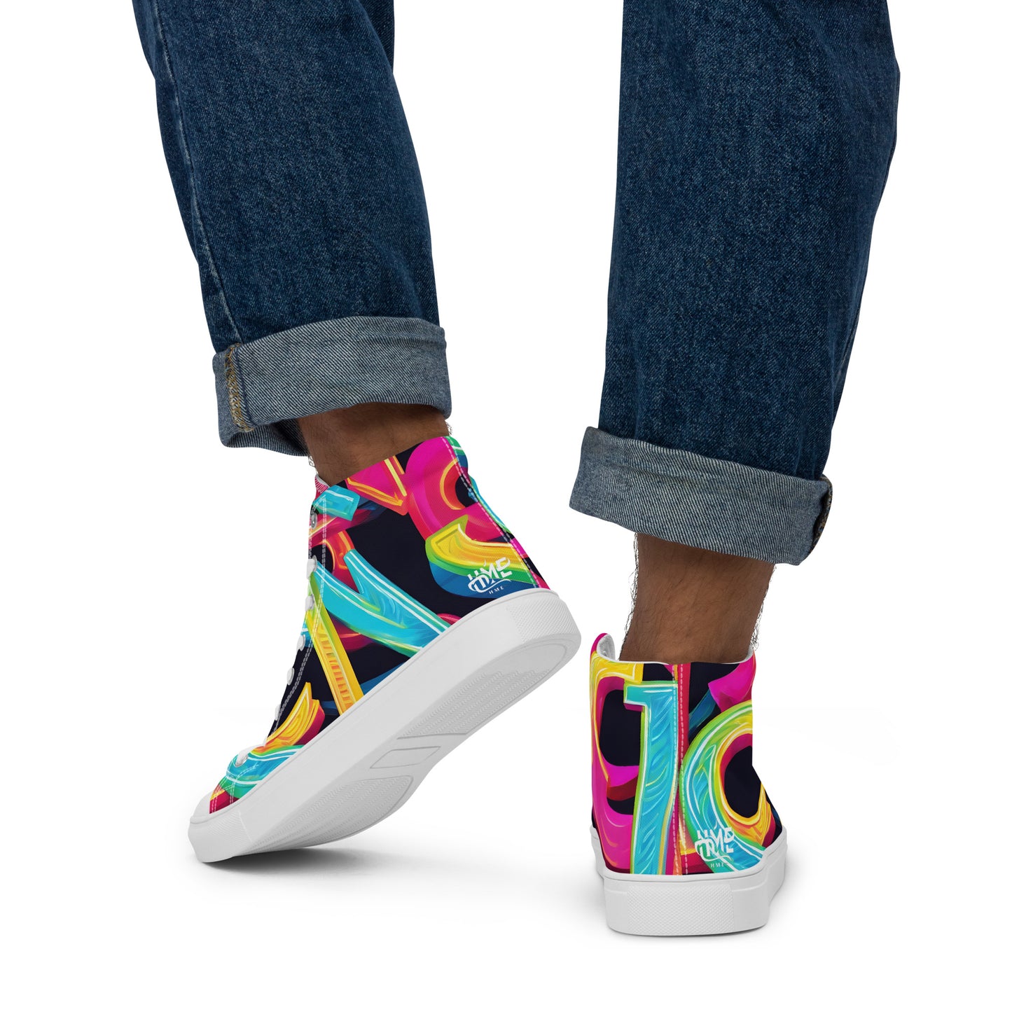 Neon Blast Men’s high top canvas shoes