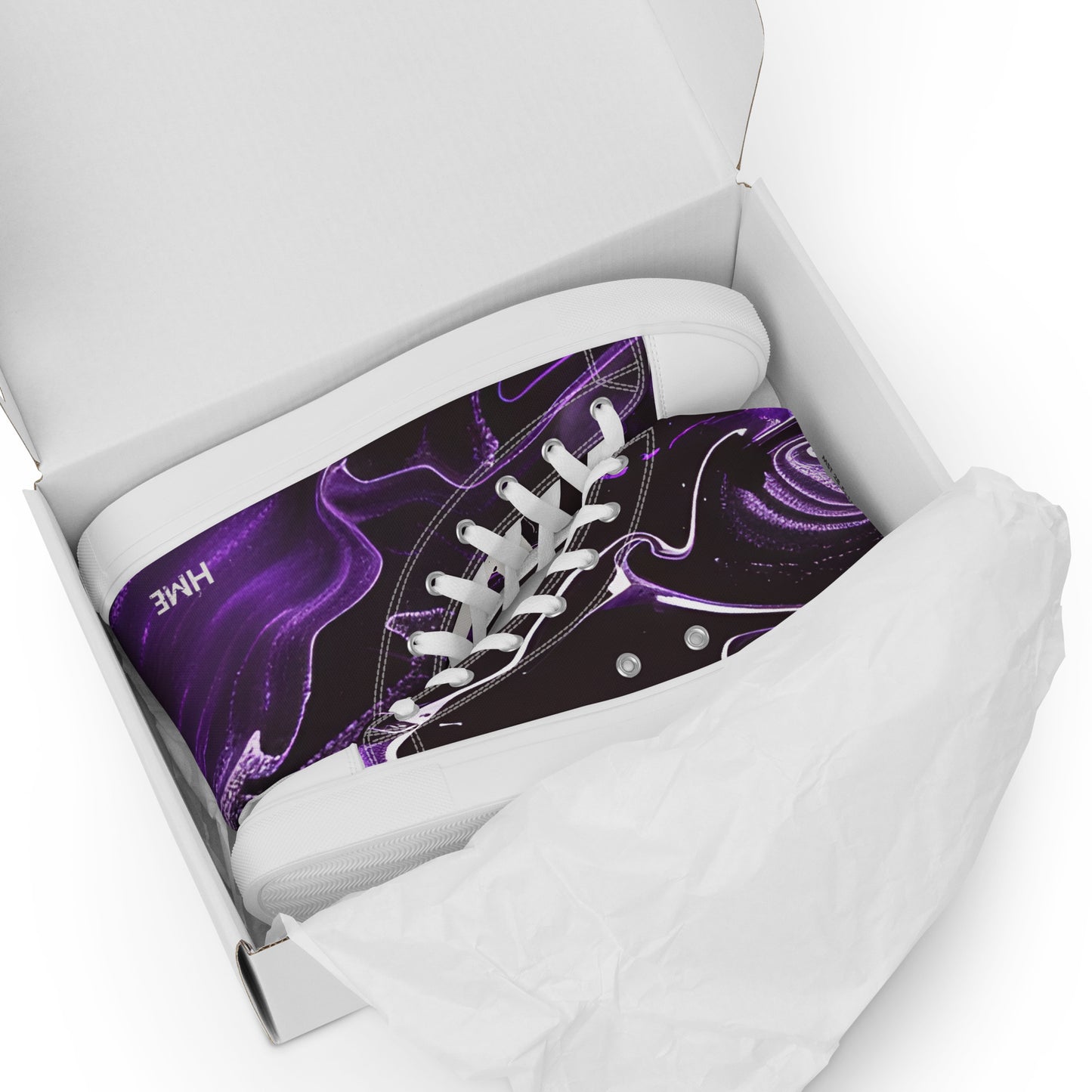 Purple Galaxy Men’s high top canvas shoes